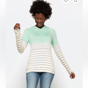 Market & Spruce Brena French Terry Drawstring Hoodie Kangaroo Pocket Thumb Holes